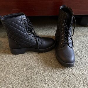 Olivia Miller Black Quilted Combat Boots